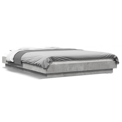 Bed Frame with LED Lights without Mattress Concrete Grey 140x190cm