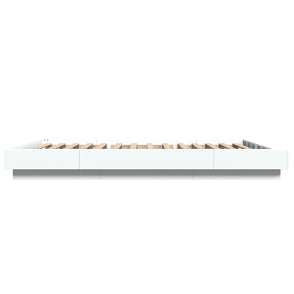 Bed Frame with LED Lights without Mattress White 135x190cm
