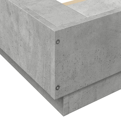 Bed Frame with LED Lights without Mattress Concrete Grey 135x190cm