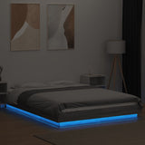 Bed Frame with LED Lights Grey Sonoma 135x190cm Engineered Wood