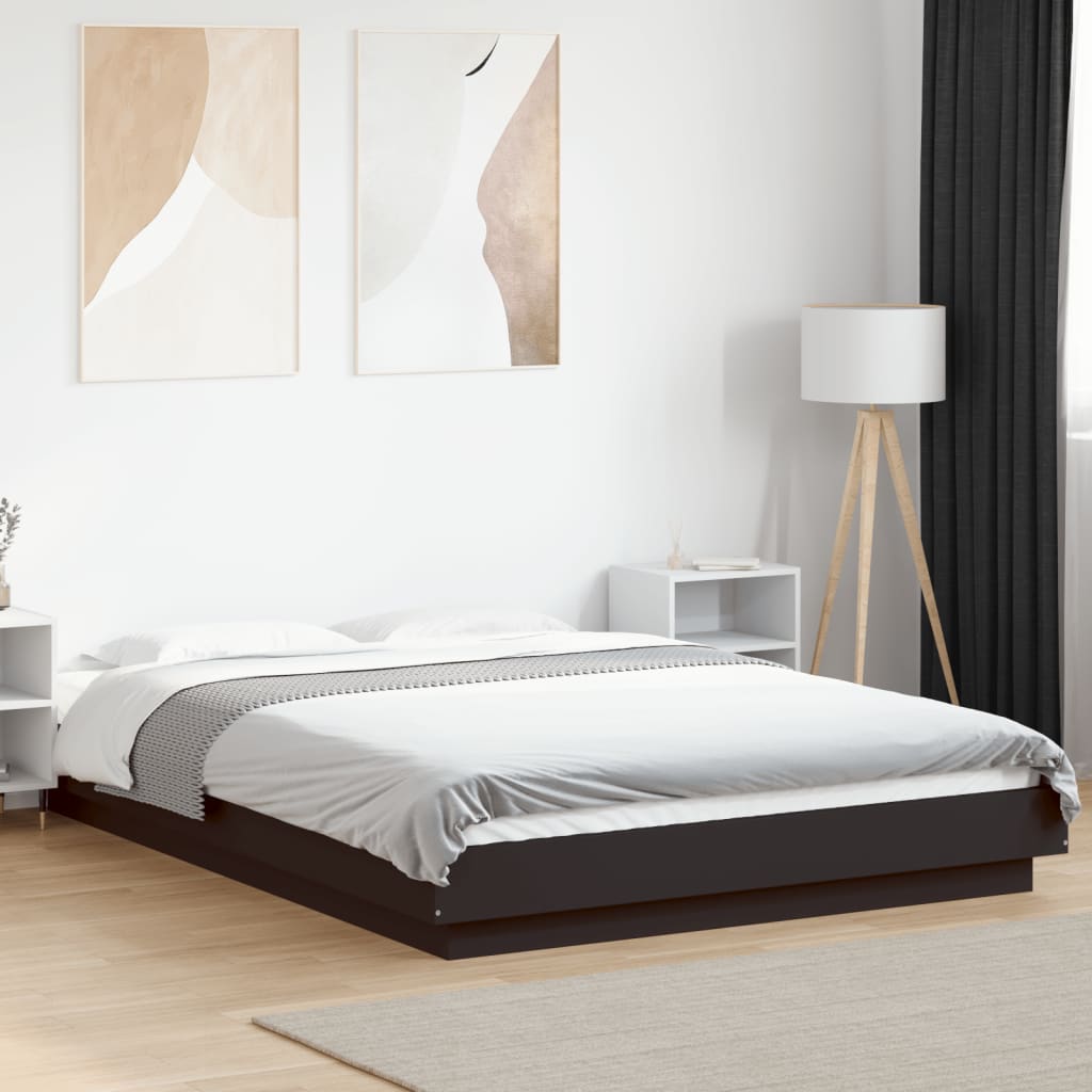 Bed Frame with LED Lights without Mattress Black 120x190cm