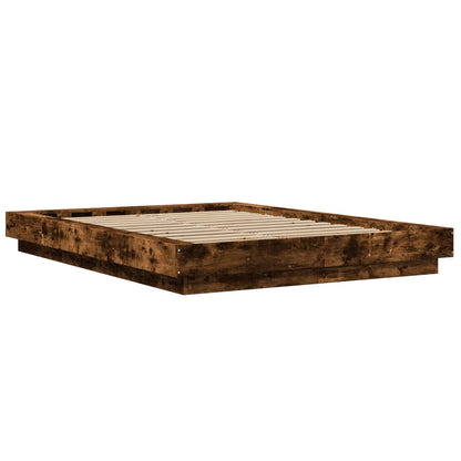 Bed Frame with LED Lights without Mattress Smoked Oak 120x190cm