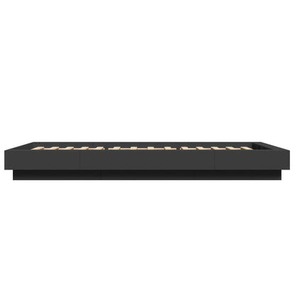 Bed Frame with LED Lights without Mattress Black 90x190cm