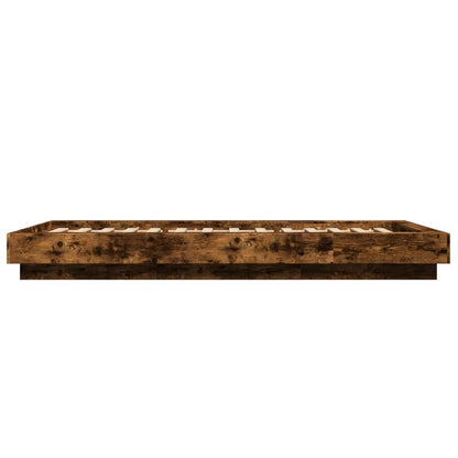 Bed Frame with LED Lights without Mattress Smoked Oak 90x190cm