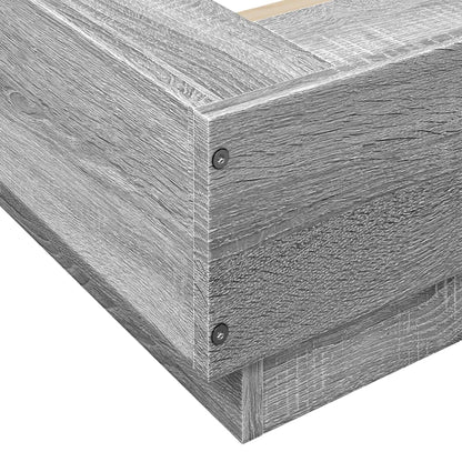 Bed Frame with LED Lights without Mattress Grey Sonoma 90x190cm