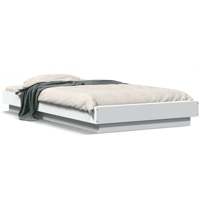 Bed Frame with LED Lights without Mattress White 75x190cm