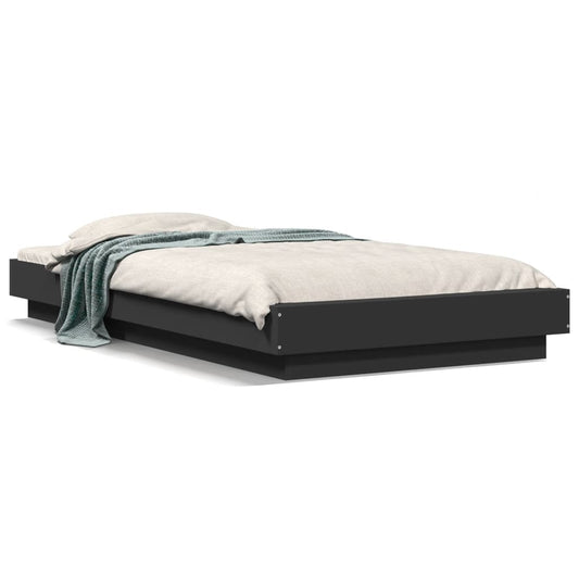 Bed Frame with LED Lights without Mattress Black 75x190cm