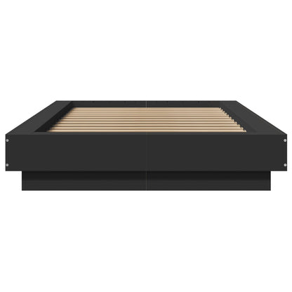 Bed Frame with LED Lights without Mattress Black 75x190cm