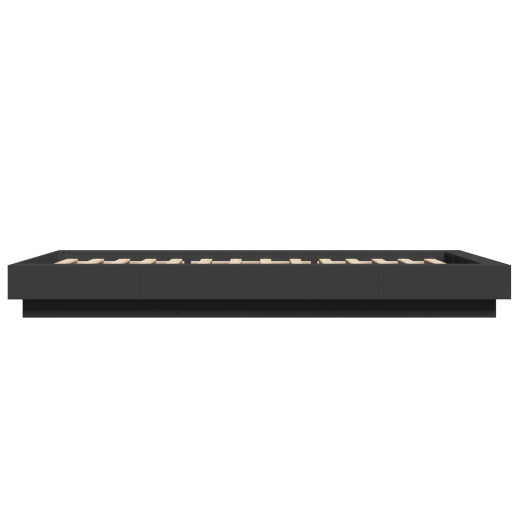 Bed Frame with LED Lights without Mattress Black 75x190cm