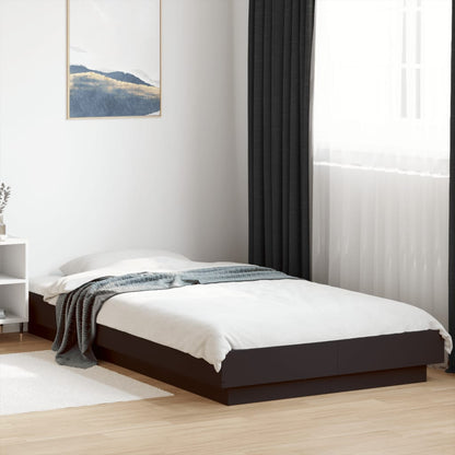 Bed Frame with LED Lights without Mattress Black 75x190cm