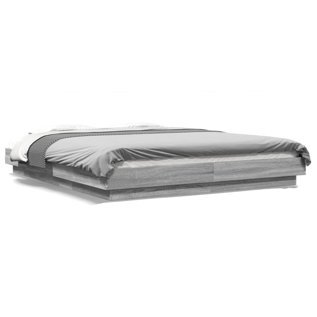 Bed Frame without Mattress Grey Sonoma 160x200 cm