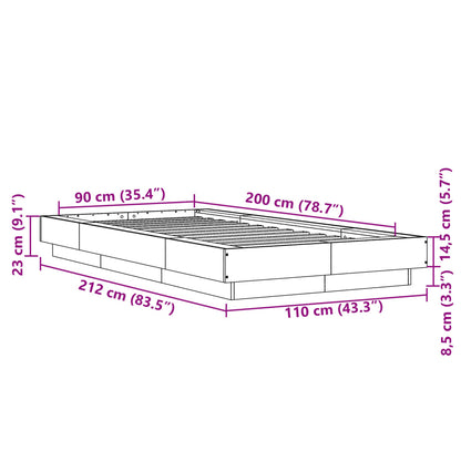 Bed Frame without Mattress Concrete Grey 90x200 cm