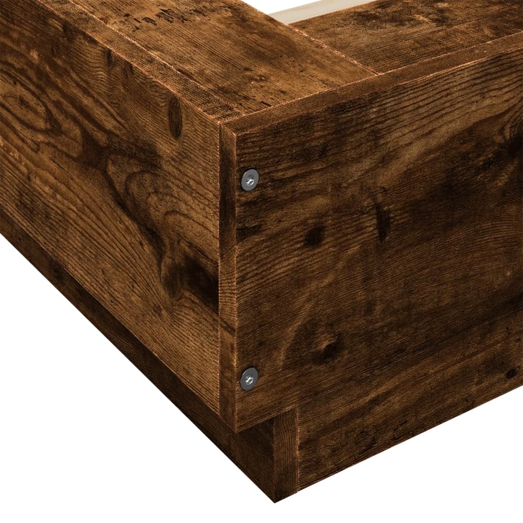 Bed Frame without Mattress Smoked Oak 140x190 cm