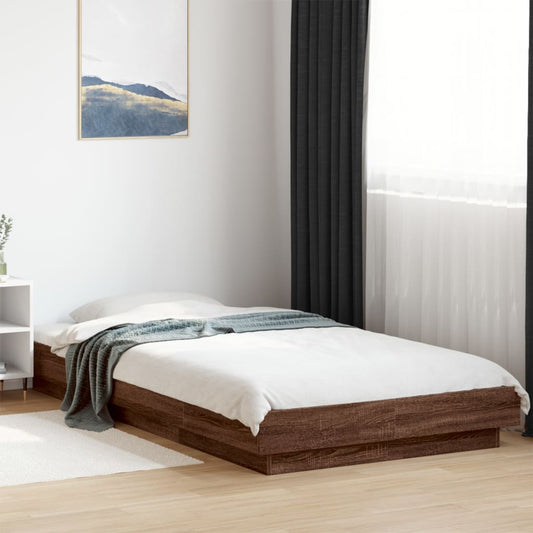 Bed Frame without Mattress Brown Oak 75x190 cm Small Single