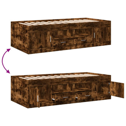 Daybed | Smoked Oak | Engineered Wood | Single |  Storage  | Daybed