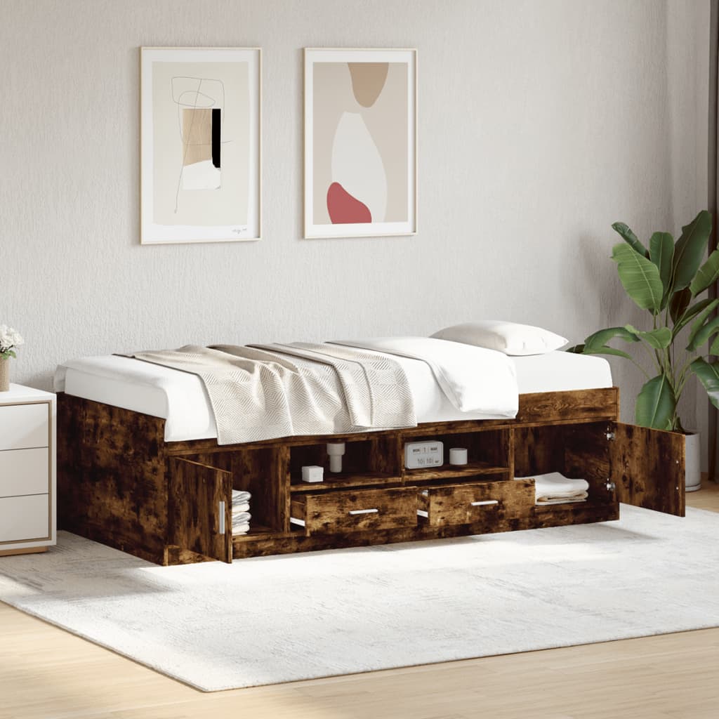 Daybed | Smoked Oak | Engineered Wood | Single |  Storage  | Daybed