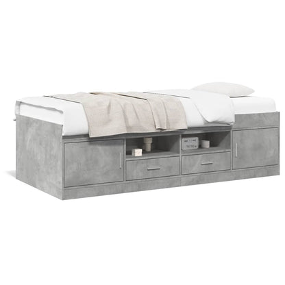 Daybed with Drawers without Mattress Concrete Grey 90x200 cm