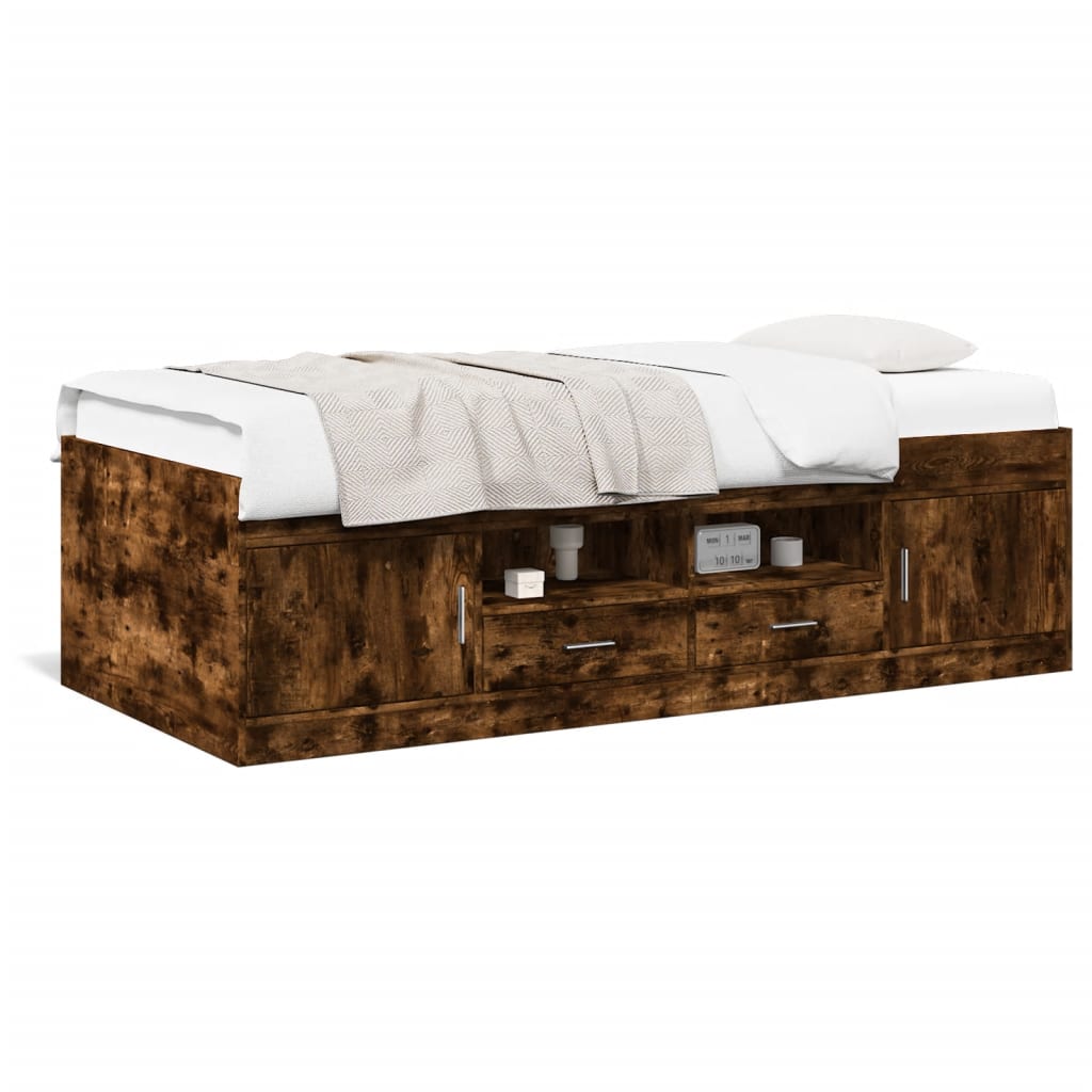 Daybed | Smoked Oak | Engineered Wood | 90 x 200 cm | Storage | Daybed