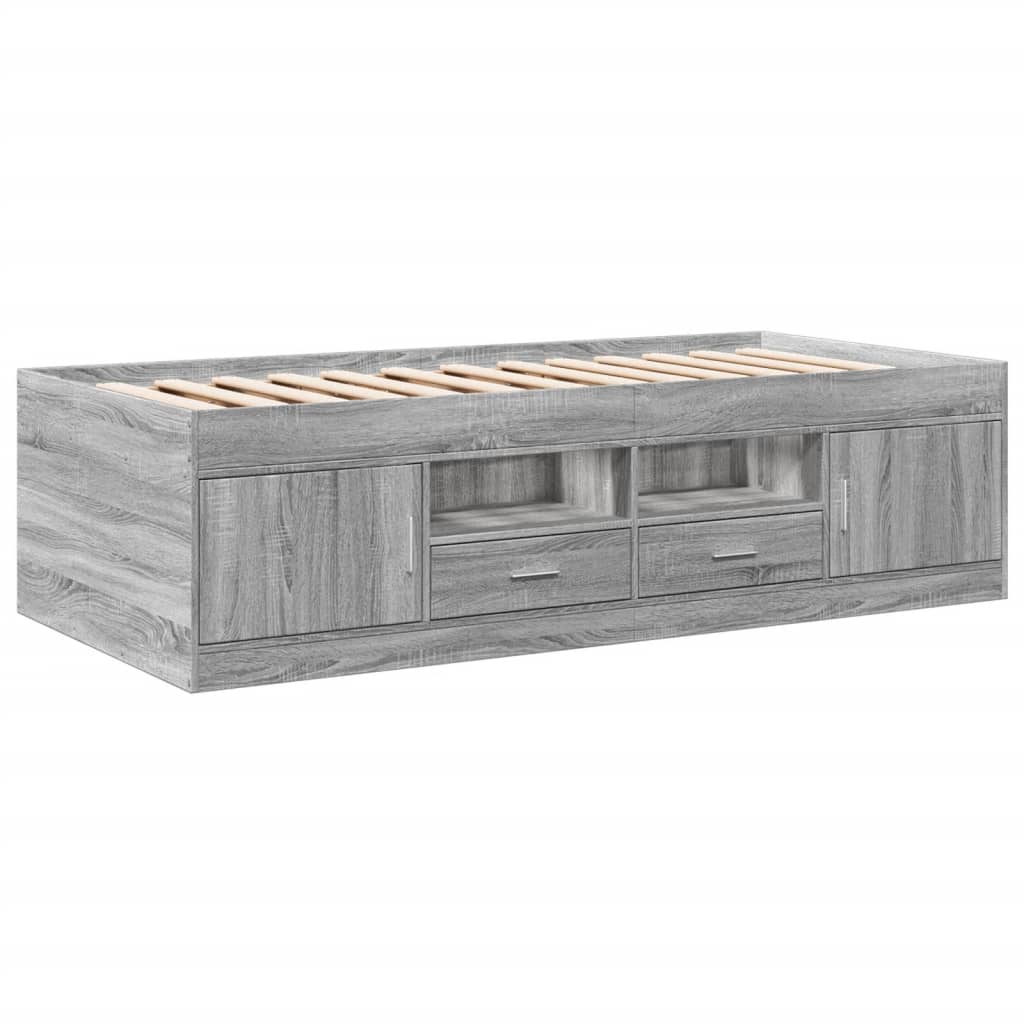 Daybed with Drawers without Mattress Grey Sonoma 90x200 cm