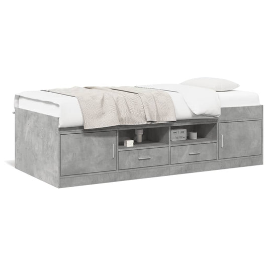 Daybed with Drawers without Mattress Concrete Grey 90x190 cm Single