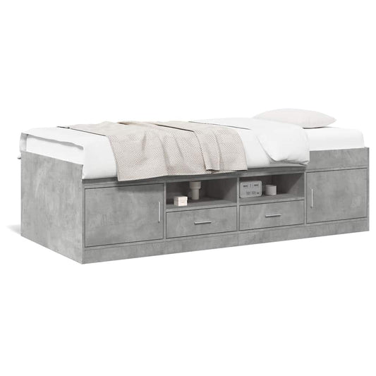 Daybed with Drawers without Mattress Concrete Grey 75x190 cm Small Single