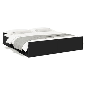 Bed Frame with Drawers without Mattress Black 200x200 cm