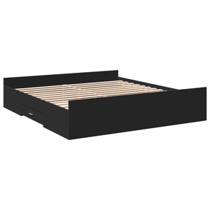 Bed Frame with Drawers without Mattress Black 200x200 cm