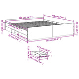 Bed Frame with Drawers without Mattress Black 200x200 cm