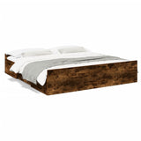 Bed Frame with Drawers without Mattress Smoked Oak 200x200 cm