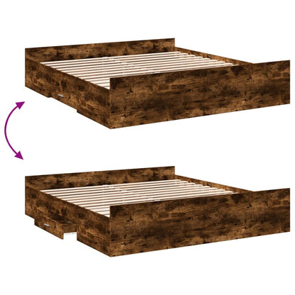 Bed Frame | Smoked Oak | Engineered wood | Double | Bed Frame
