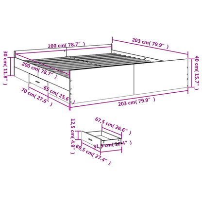 Bed Frame | Smoked Oak | Engineered wood | Double | Bed Frame