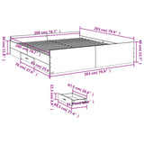 Bed Frame with Drawers without Mattress Smoked Oak 200x200 cm