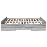 Bed Frame with Drawers without Mattress Grey Sonoma 200x200 cm