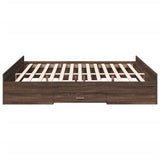 Bed Frame with Drawers Brown Oak 200x200 cm Engineered Wood