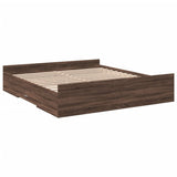 Bed Frame with Drawers Brown Oak 200x200 cm Engineered Wood