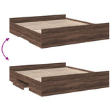 Bed Frame with Drawers Brown Oak 200x200 cm Engineered Wood