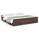 Bed Frame with Drawers Brown Oak 200x200 cm Engineered Wood