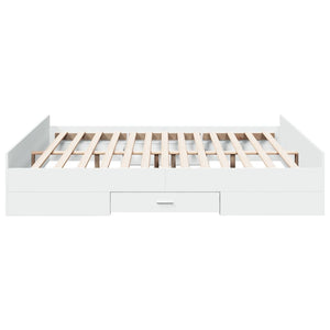 Bed Frame with Drawers without Mattress White 180x200 cm Super King