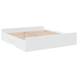 Bed Frame with Drawers without Mattress White 180x200 cm Super King