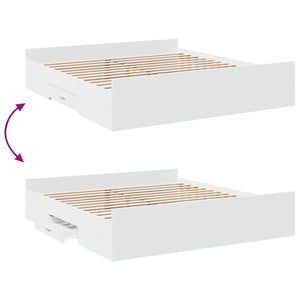 Bed Frame with Drawers without Mattress White 180x200 cm Super King