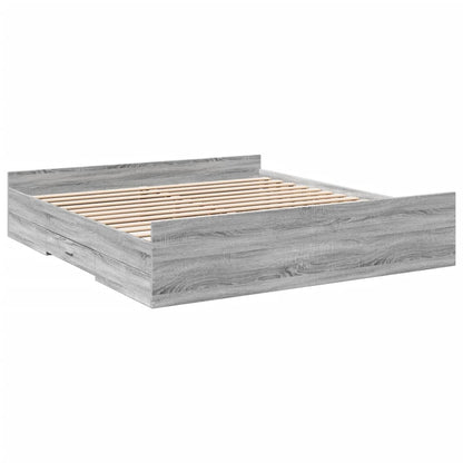 Bed Frame with Drawers without Mattress Grey Sonoma 180x200 cm Super King