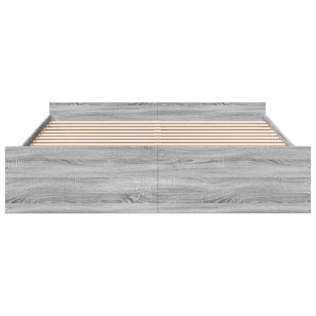 Bed Frame with Drawers without Mattress Grey Sonoma 180x200 cm Super King