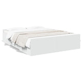 Bed Frame with Drawers without Mattress White 160x200 cm