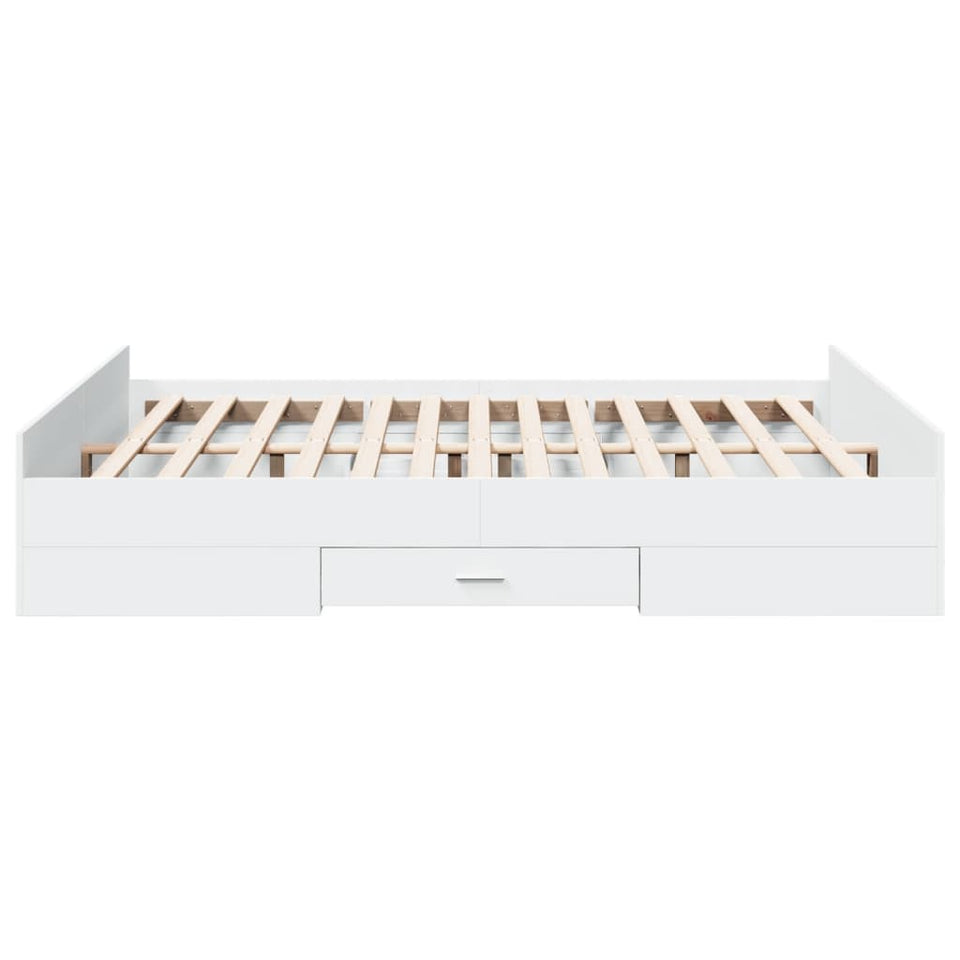 Bed Frame with Drawers without Mattress White 160x200 cm