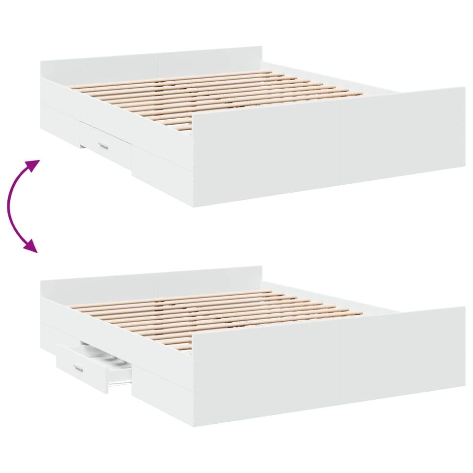 Bed Frame with Drawers without Mattress White 160x200 cm