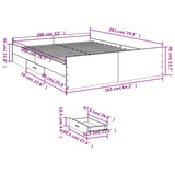 Bed Frame with Drawers without Mattress White 160x200 cm