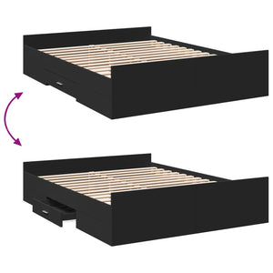 Bed Frame with Drawers without Mattress Black 160x200 cm