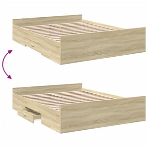 Bed Frame with Drawers without Mattress Sonoma Oak 160x200 cm