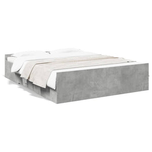 Bed Frame with Drawers without Mattress Concrete Grey 160x200 cm