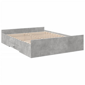 Bed Frame with Drawers without Mattress Concrete Grey 160x200 cm